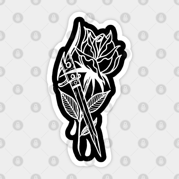 Rose And Dagger Sticker by btcillustration